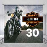 Lofaris Custom Name Road Motorcycle 30th Birthday Backdrop